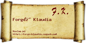 Forgó Klaudia névjegykártya